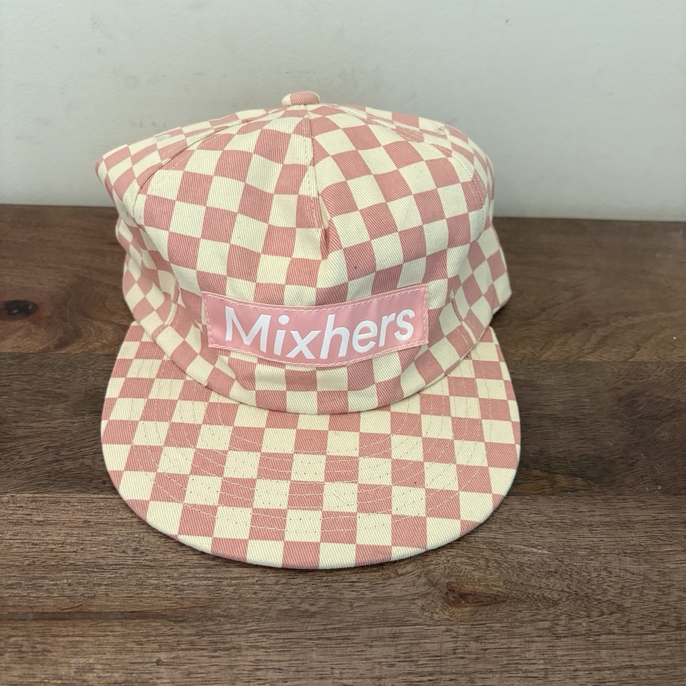 Checkerboard Hat‎ Cap Pink Mixhers Camper Checkered Lightweight Retro Twill NEW
